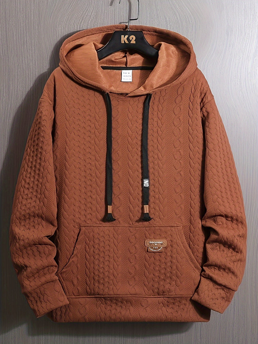 New Spring And Autumn Men'S Long-Sleeved Hoodie Fitness Wear Muscle Men Sports Outdoor Wear Three-Dimensional Jacquard Outside to Wear a Shirt Bottom Hat Shirt Men'S Wear - Coffee Color