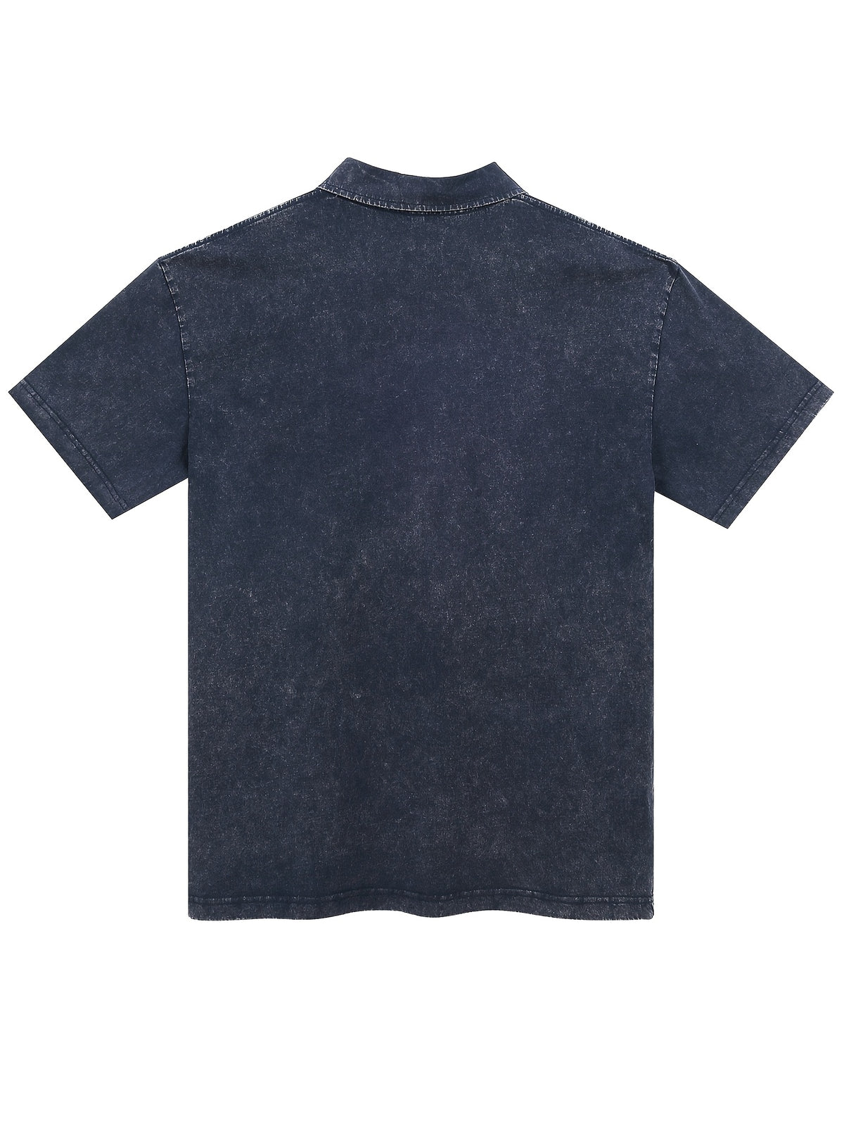 New American Hip-Hop Punk Style Washed Black Short Sleeve Lapel Loose Polo T-Shirt for Men And Women - Retro Distressed Design, Lightweight And Breathable Fabric, Streetwear Trendy Loose Polo Top, Suitable for Casual Wear And Outdoor Activities - Purplish Blue