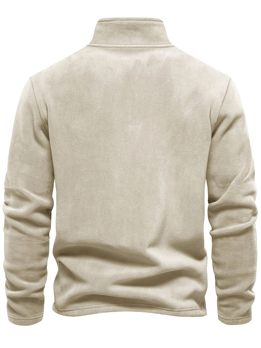 4pcs Men'S Fashionable Versatile Fleece | Casual Stand Collar, Solid Color, Regular Fit, Slight Stretch, Perfect for Fall/Winter - Mint Green+Red Brown+Apricot+Gray