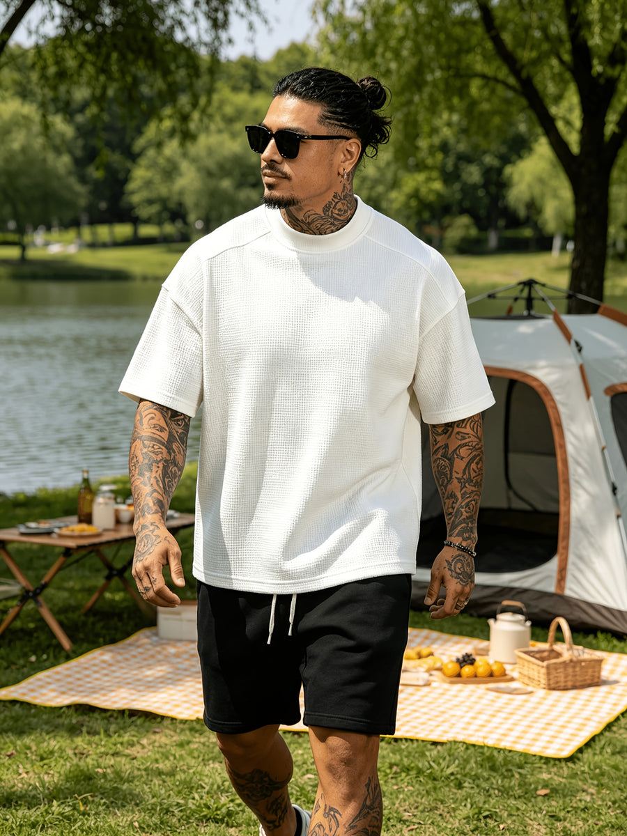 New Spring/Summer Men's Top, Fashionable Sporty Short Sleeve, Loose Fit Casual, Comfortable, Lightweight, Skin-Friendly, Trendy, Versatile, Refreshing, and Durable - White