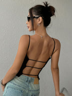 Women'S Black Backless Top - Black