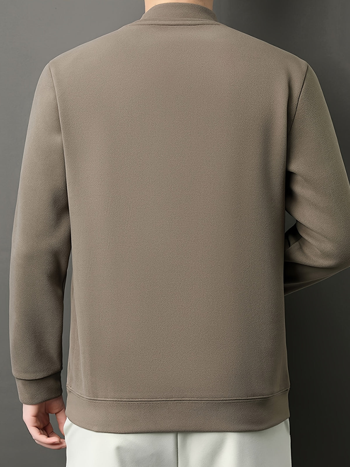 Men'S Warm Long Sleeve Top for Autumn And Winter, Warm Yet Comfortable, More Mature And Stable Look Than Regular Round Neck Shirts - SINBOS - Khaki