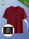Men's Casual 100% Cotton V-Neck T-Shirt, Summer Sports Short-Sleeve Top, Plain Weave Knit with Distinctive Design, Durable and Pilling-Resistant, Pure Cotton Soft, Breathable, and Refreshing Without Feeling Stuffy, Comfortable, High-Quality - Burgundy