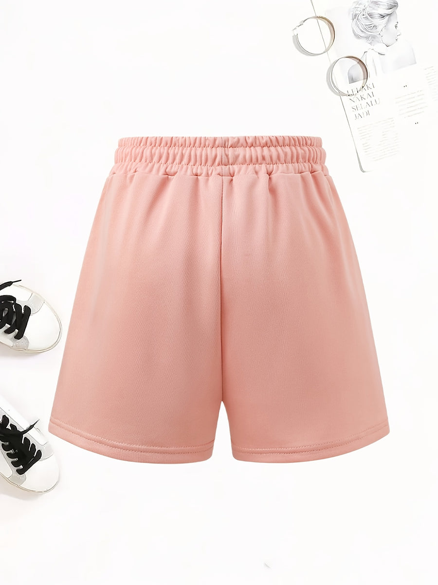 4pcs Women's Elegant Casual Jogger Shorts - Floral Print, Drawstring Loose Fit Summer Vacation Sweatpants, Machine Washable - Black + Gray + Apricot + Pink