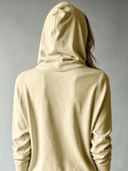 Women's Casual Hooded Cardigan, Button-Up Long Sleeve Top, Lightweight Loose Hooded Outerwear, Suitable for Daily/Commute/Vacation Multi-Scene Wear, Gavin - Apricot