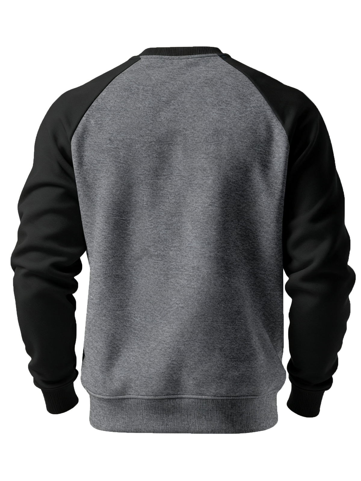Men's New Autumn/Winter Casual Fitness Sports Thickened Crew Neck Raglan Sleeve Basic Long Sleeve Fashion Sweatshirt, 250g Brushed Fabric - Dark Gray + Black