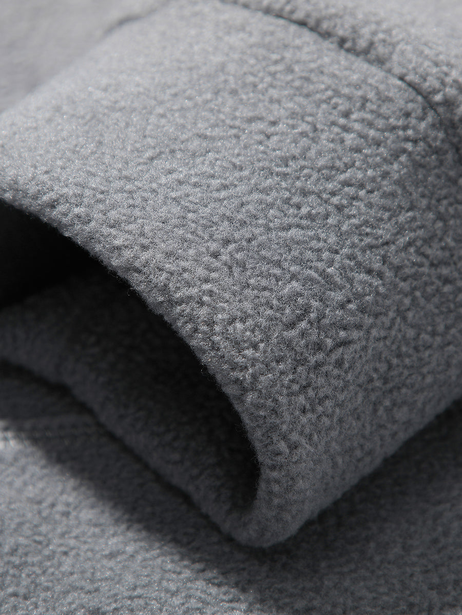 2pcs Men's Tactical Fleece Hoodie, Drawstring Zip Pockets Warm Fuzzy Pullover Hooded Sweatshirt, for Outdoor Hiking Daily Fall Winter Wear - Grey