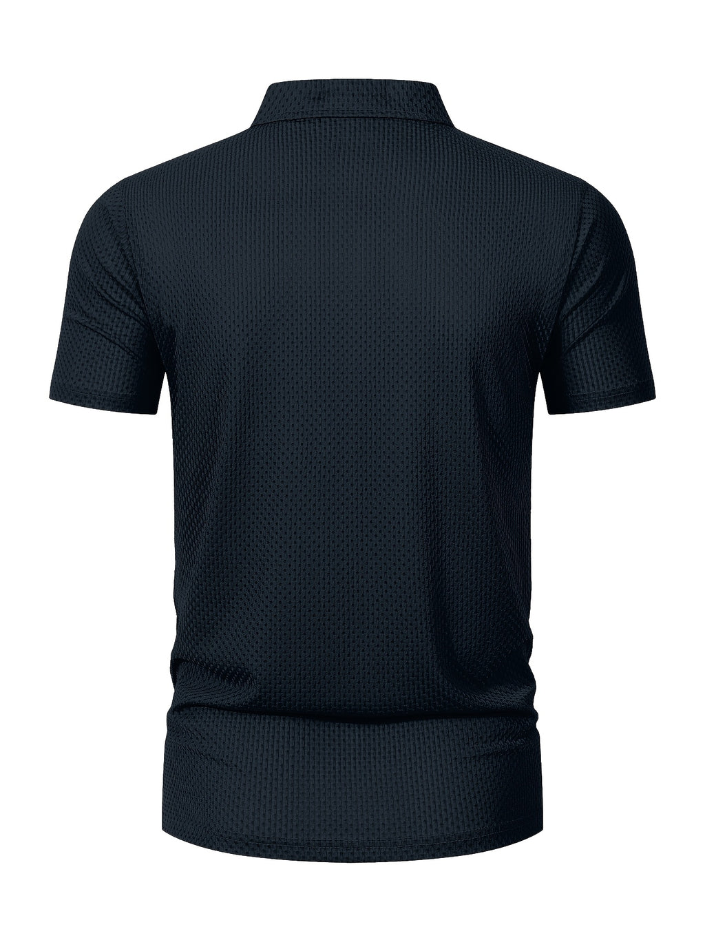 Summer Shirt, Breathable Daily Wear Quick- Fabric Business Casual Short Sleeve with Collar and Button Details, Comfortable and Breathable Micro-Texture Shirt for Casual Attire - Navy Color