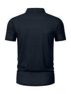 Summer Shirt, Breathable Daily Wear Quick- Fabric Business Casual Short Sleeve with Collar and Button Details, Comfortable and Breathable Micro-Texture Shirt for Casual Attire - Navy Color
