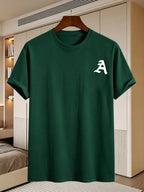 180G, 100%. Men'S Regular Fit Short Sleeve T-Shirt, Print with Location Design, High Fit Rate, All-Season Versatile - Dark Green