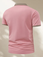 FC660 Wheat Print Pattern 3pcs Set Summer Men'S Casual Short-Sleeved POLO Shirt Lapel Top Fashion Casual Daily Business Top - Pink + Navy + Black