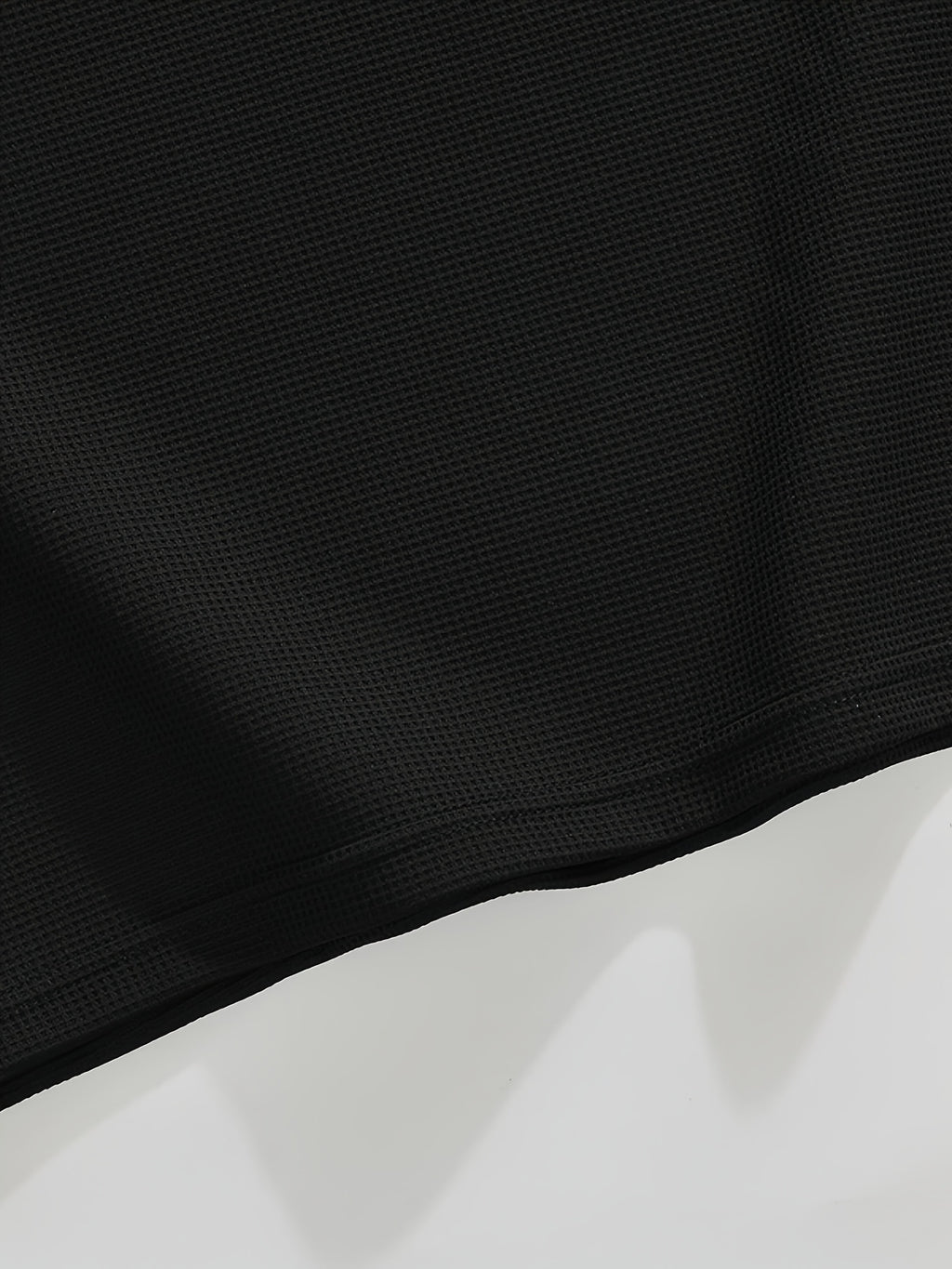Men'S Waffle Half-Zip Polo Shirt, Casual Oversized Short Sleeve T-Shirt with Inspirational Print, Suitable for Street Style And Daily Wear - Black