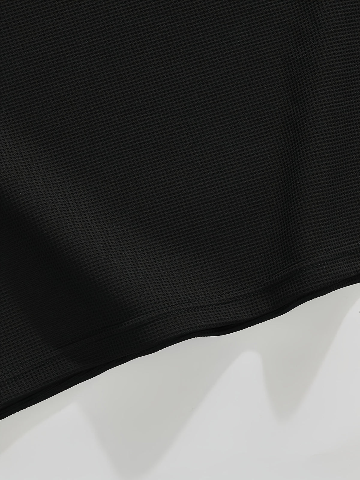 Men'S Waffle Half-Zip Polo Shirt, Casual Oversized Short Sleeve T-Shirt with Inspirational Print, Suitable for Street Style And Daily Wear - Black