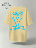 Summer Pure Cotton FidoDido Casual Doodle Graffiti Style Print Men's Short-Sleeve T-Shirt, Moisture-Wicking and Sweat-Absorbent, Comfortable for Casual Wear, Street Style, Outdoor Sports, and Fitness - Apricot