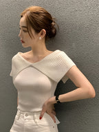 Gentle Style Refreshing - T-Shirt for Women, 2025 Summer New Arrival, Elegant Fashionable and Stylish Top - White