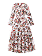 Elegant Long Floral Print Dress with Waist Cincher - Perfect for Parties, Spring/Fall, Adult, Floral Print Dress | Floral Pattern Dress | Cinched Waist Design - Multicolor
