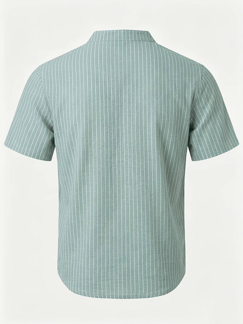 1pc Men'S Striped Short-Sleeve Henley Shirt, Lightweight Breathable Half-Button Casual Top, Linen Blend Regular Fit, Multi-Color Available, Suitable for Daily Wear, Travel, Vacation, And Home Leisure - Light Green