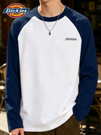 Dickies 2026 New Style Long Sleeve T-Shirt Men'S Spring Trendy American Retro Color-Block Raglan Sleeve Design Pure Tee Men'S All-Color Raglan Round Neck Long T - Navy Color