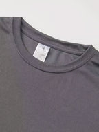Handwritten Style Letter A Print T-Shirt, Minimalist Line Short Sleeve - Grey