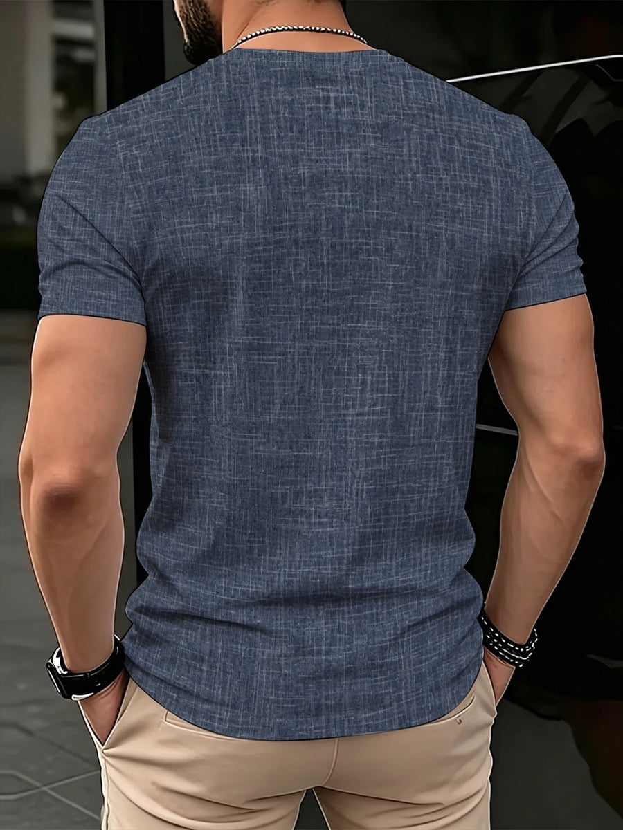 Men's V-Neck Short-Sleeve T-Shirt with Starry Sky Print - Casual Regular Fit Suitable for Daily Commute & -Casual Wear, Machine Washable Versatile -style Top for Office Outfits, Layering, and Everyday Wardrobe - Mixed colors