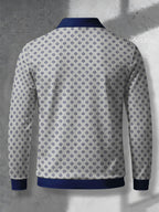 Men's Novelty Fashion Long-Sleeve Top with Fine Starburst Vintage Print, Three-Button Polo Shirt with Access Control Design, Punk Street Style Lapel Top for Daily Commuting and Outings, Surprise Birthday and Holiday Gift for Men - Mixed Color H