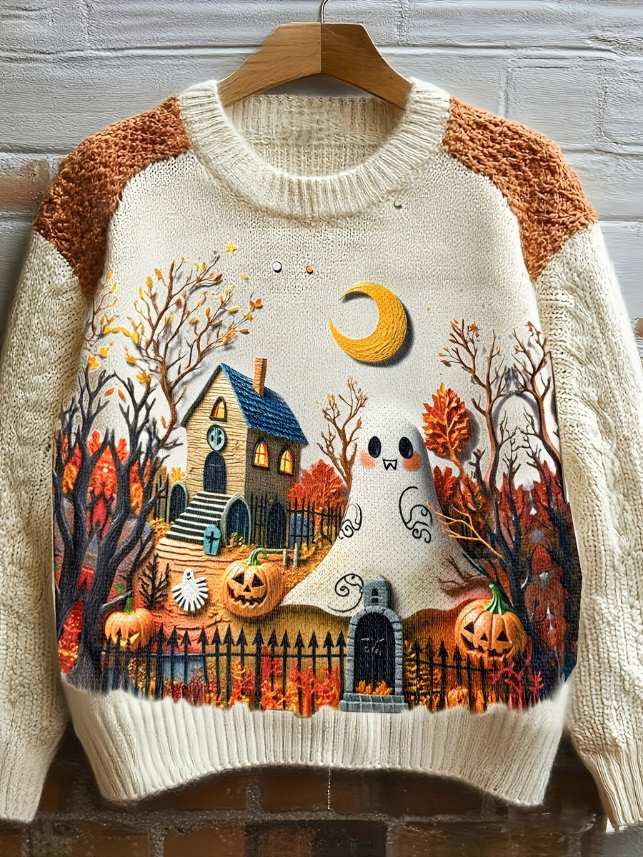Women's Printed Pullover Sweater - Autumn and Winter - Color Mixing WS2