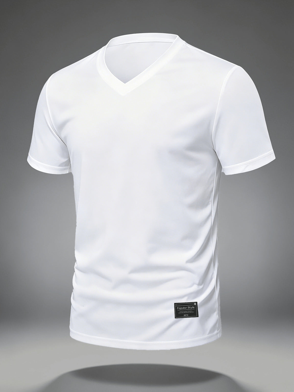 Easy Basic V-Neck Short Sleeve Top for Men, Solid Color Casual Comfortable Skin-Friendly Everyday Versatile T-Shirt, Summer Essential | Solid Color, Quick-Dry, Very Suitable for Outdoor Running And Exercise, Machine Washable - White