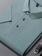 3pcs Set Upon Arrival, Men'S Summer Quick-Drying Breathable Polo Shirt, Commute Lapel Casual Top - Ocean Green