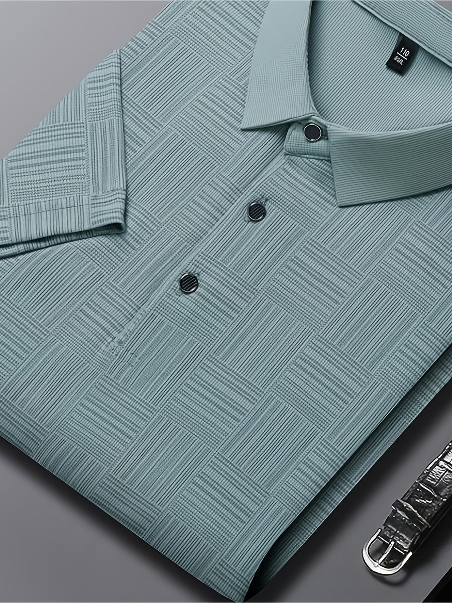 3pcs Set Upon Arrival, Men'S Summer Quick-Drying Breathable Polo Shirt, Commute Lapel Casual Top - Ocean Green