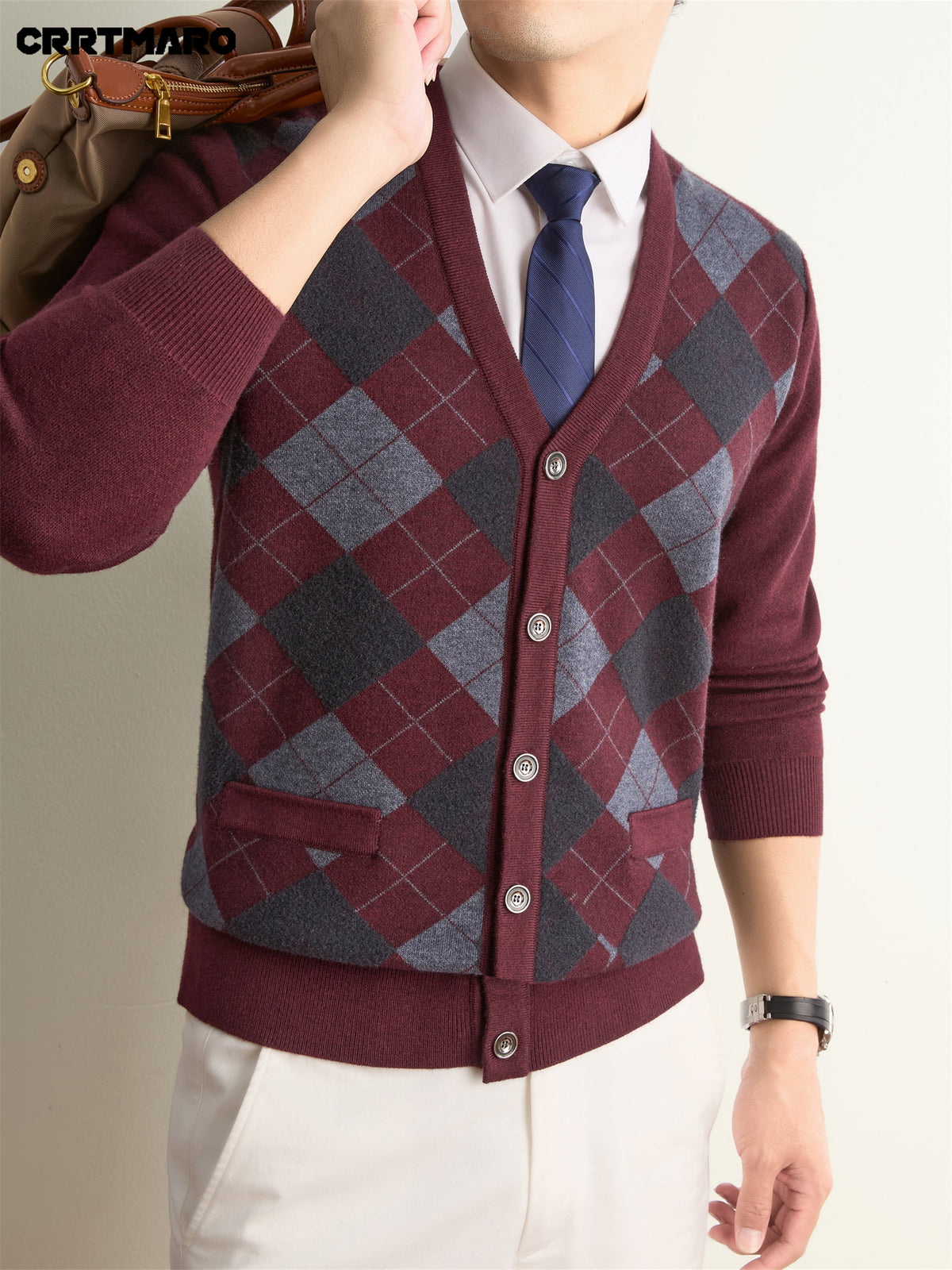 Men'S Pullover Sweater, Warm Casual Layering Top for Fall And Winter - Burgundy