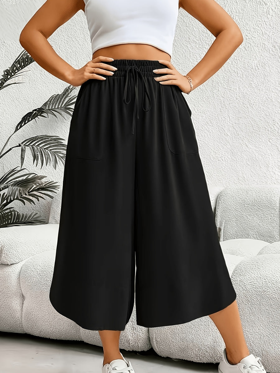 Women'S Fashion Wide Leg Pants - Black