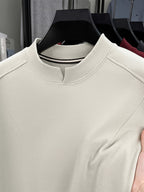 Men'S Small V-Neck Corduroy Long Sleeve Base Layer, Light Luxury Business Casual Warm Inner Wear, Featuring Chinese Small Open Collar Design, Suitable for Autumn/Winter Layering And Daily Commute - SINBOS - Off-white