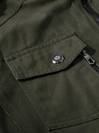 Outdoor Classic Casual Jacket, 1pc Men'S Jacket, Comfortable Utility Jacket, Pocket Zipper Design Utility Style, Fall Winter Slim Commute Daily Jacket Fit, Compliant with US Size - Green