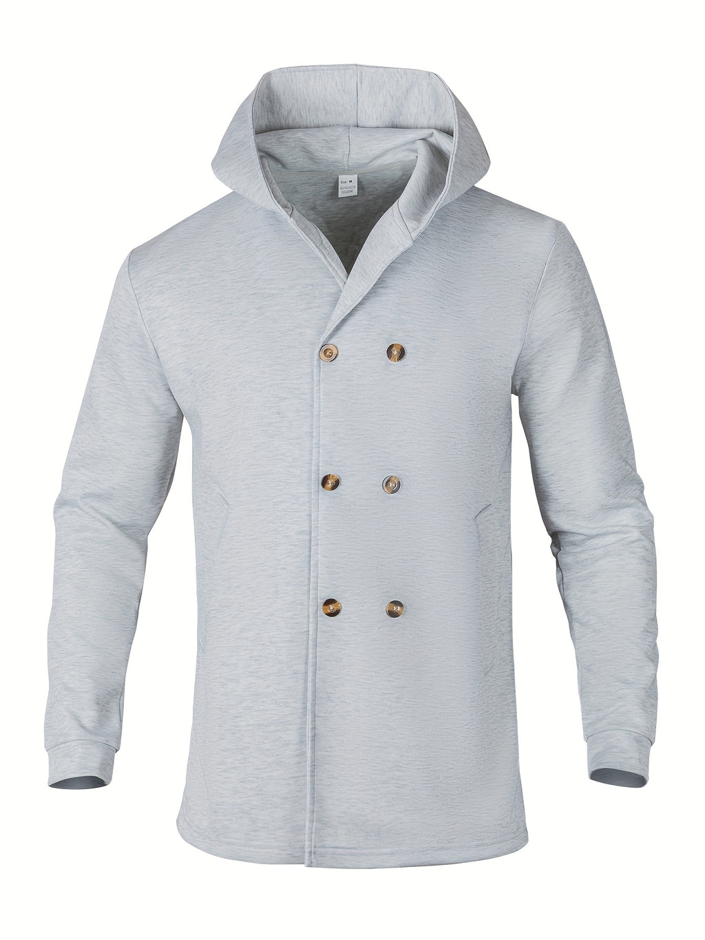 Men's Casual Sport Windbreaker, Hooded Mid-Length Jacket, Fashionable Casual Style with Lining and Extra Thickness, Suitable for Outdoor Leisure and Sports - Light Grey