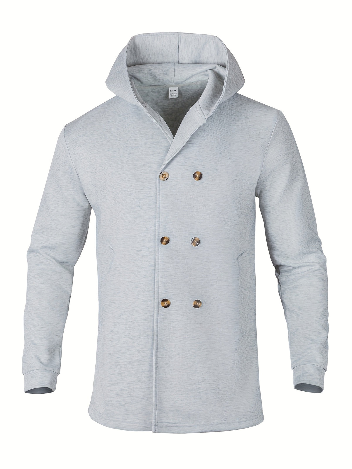 Men's Casual Sport Windbreaker, Hooded Mid-Length Jacket, Fashionable Casual Style with Lining and Extra Thickness, Suitable for Outdoor Leisure and Sports - Light Grey