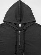 Pearson OBM Men's Casual Fashion Hooded Short Sleeve, Half-zipper Design, Drawstring Design, Soft and Comfortable Fabric, Durable and Practical, High-quality Men's Hoodies, Suitable for Casual Attire and Sports - Black