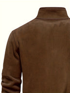 Autumn Winter Men'S Fleece Thickened Henley Stand-Up Collar Sweatshirt 1/4 Zip Warm Top Double-Faced Fleece Jacket, New Season - Coffee Color