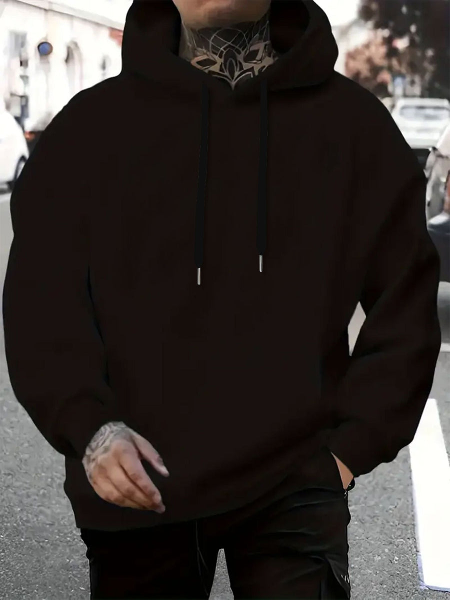 Warner Authorized Men'S New Trendy Hoodie, Warner'S 'Le Yi Tong' Co-Branded Le Yi Tong Street Style Bunny Print Hoodie, Casual Daily Drawstring Hoodie, Long Sleeve Pullover, Machine Washable, Versatile Sports Casual Loose Men'S Casual Hoodie, Fro - Black