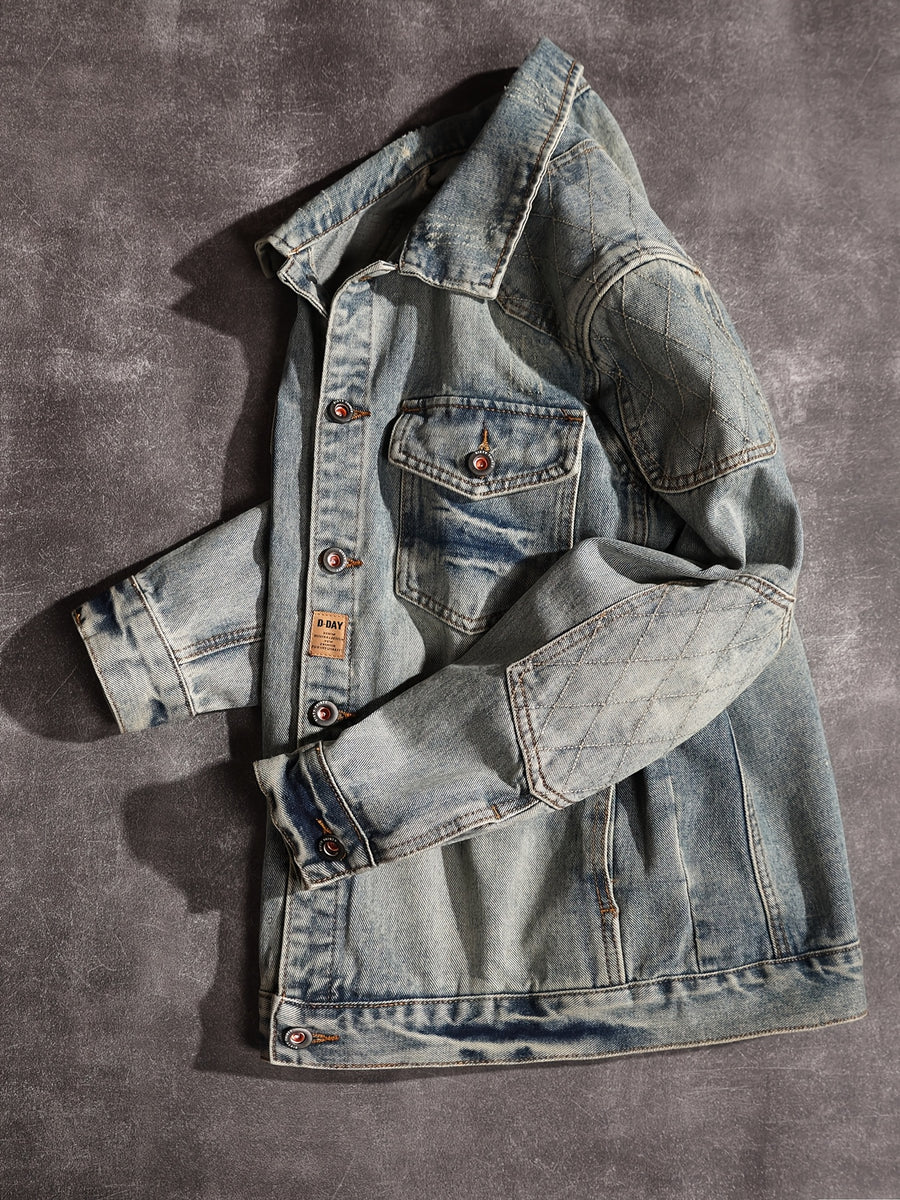 Vintage Denim Jacket Men'S Work Jacket Loose Long Sleeve Top 2026 Autumn Winter New Fashion Street Trendy Casual All-Match Denim Coat - Vintage Blue