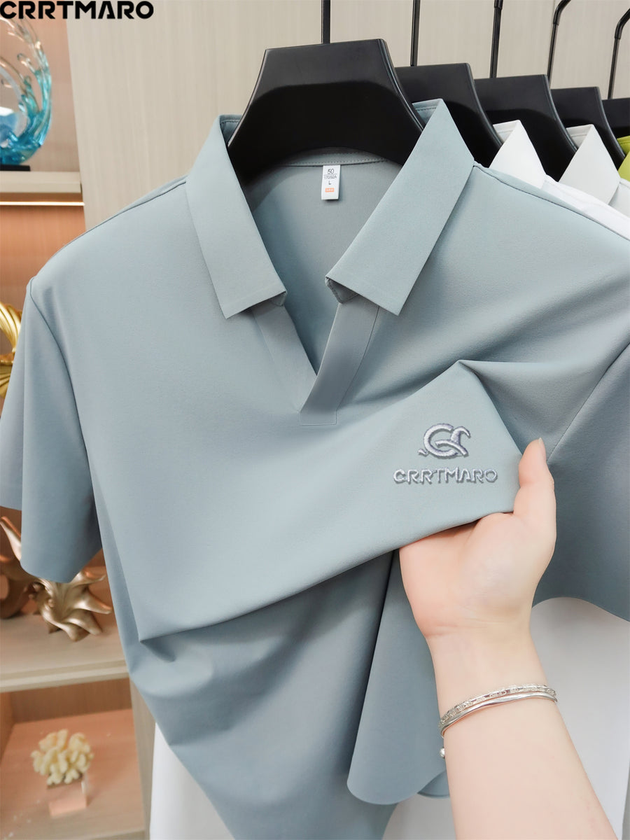 Cartama CRRTMARO Summer New Men'S Short Sleeve Polo Shirt Easy Business Casual High-End Breathable Half Sleeve T-Shirt Men'S Wear Yongxing - Grey