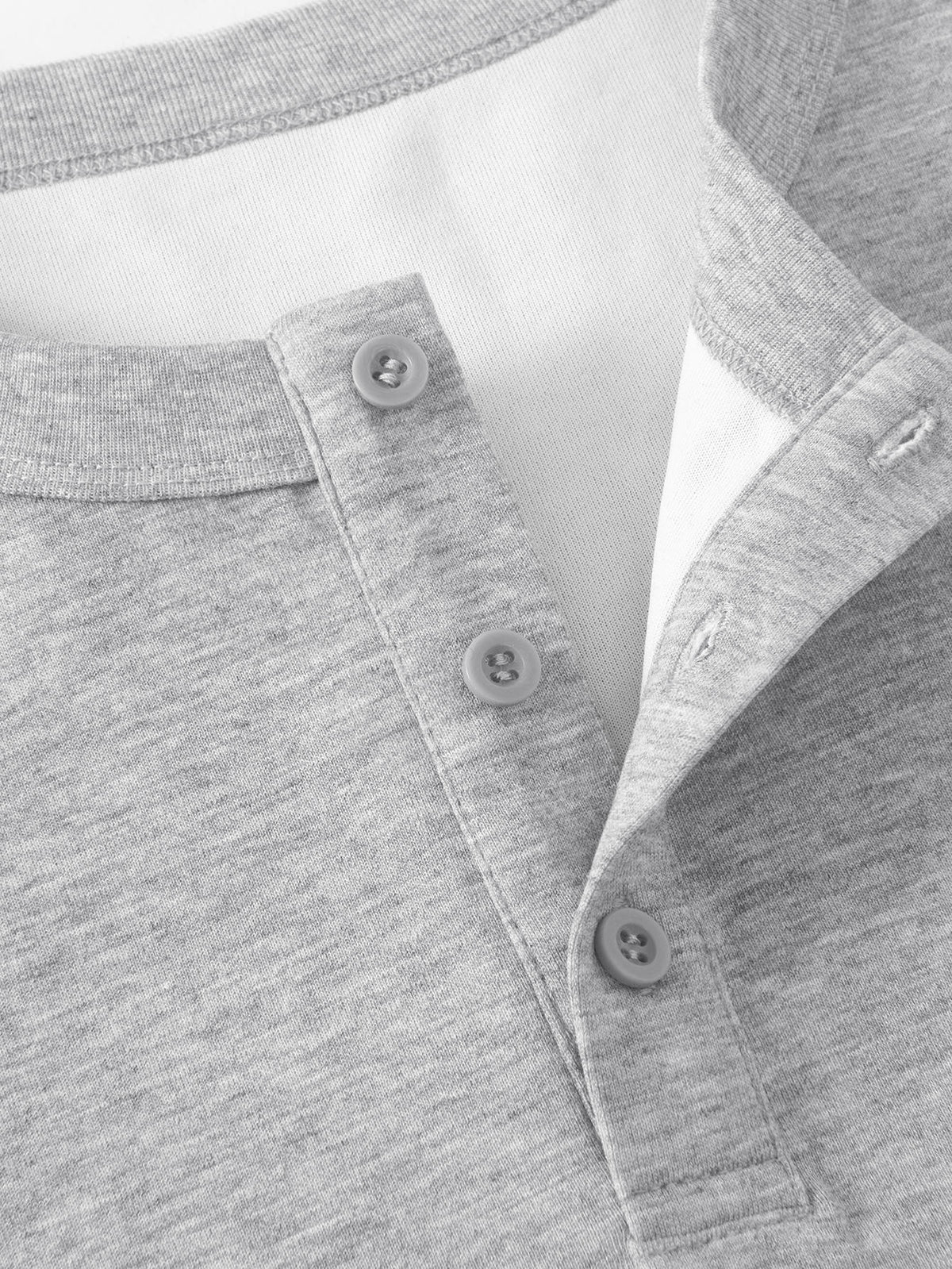 JEEP Men'S Henley Collar Half-Button T-Shirt Spring Autumn Blend Button-Up Long Sleeve Outdoor Casual All-Match Top - Ash
