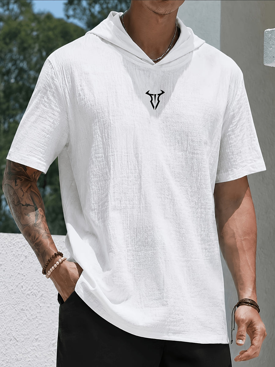 Men'S Shirt Linen Fabric Hooded Design Casual Easy Fashion Breathable High Elasticity Comfortable, Suitable for Outdoor Excursion Vacation Travel Beach Daily Casual Home Wear - White