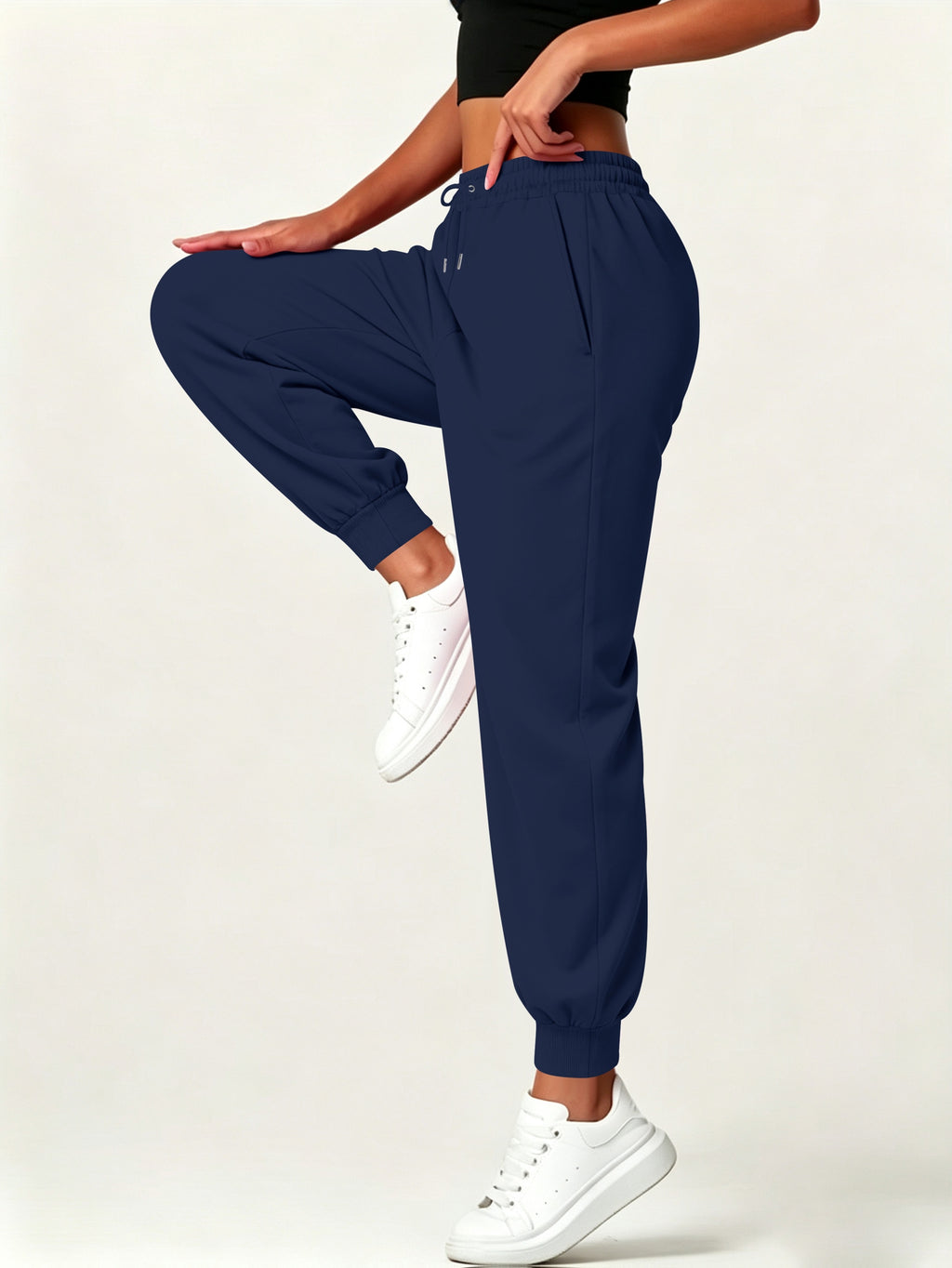 Autumn-Winter Women'S Casual Pants with Pockets - Navy Color