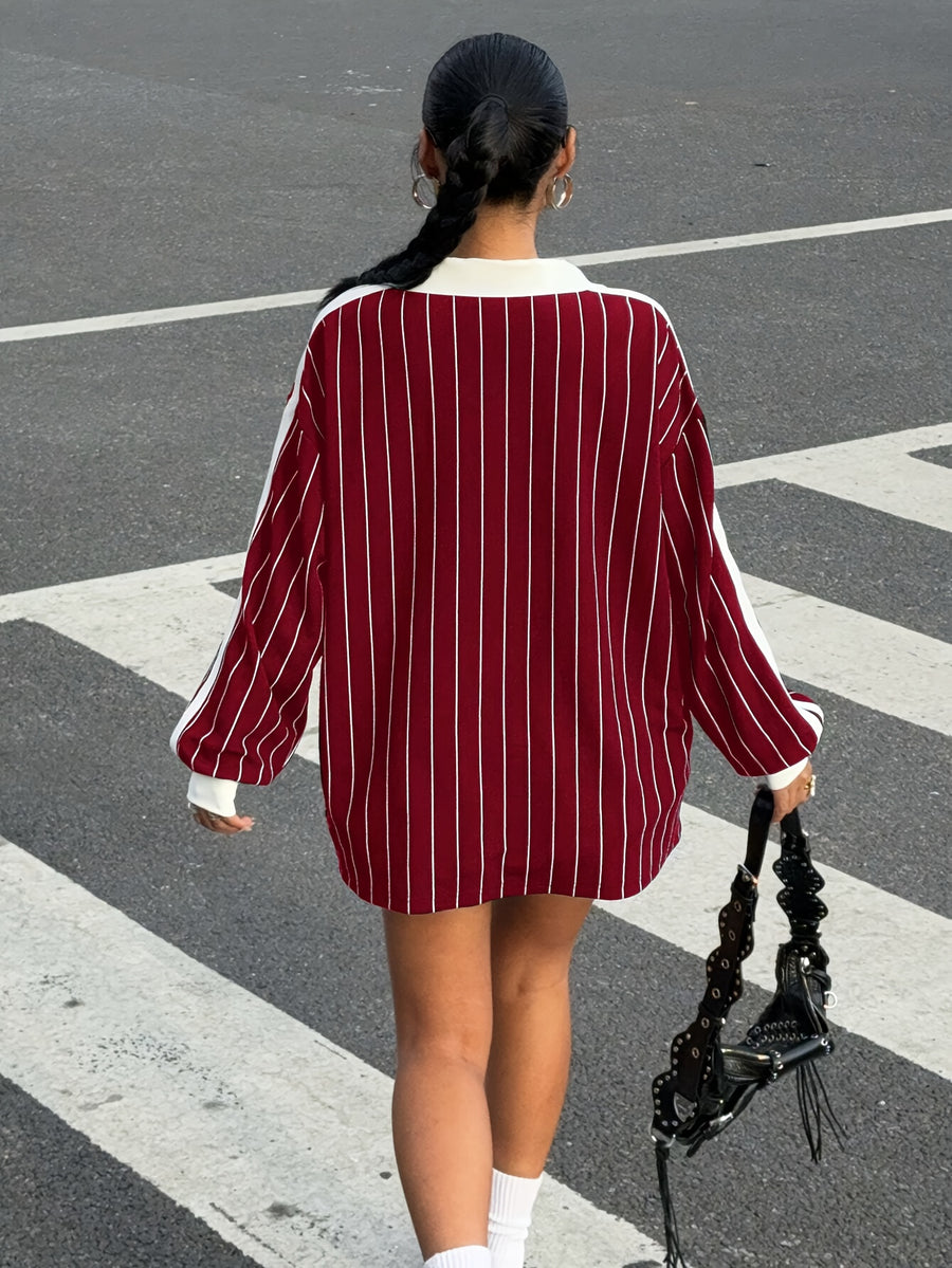 Women'S Fashion New Striped Letter And Number Print T-Shirt - Mixed colors