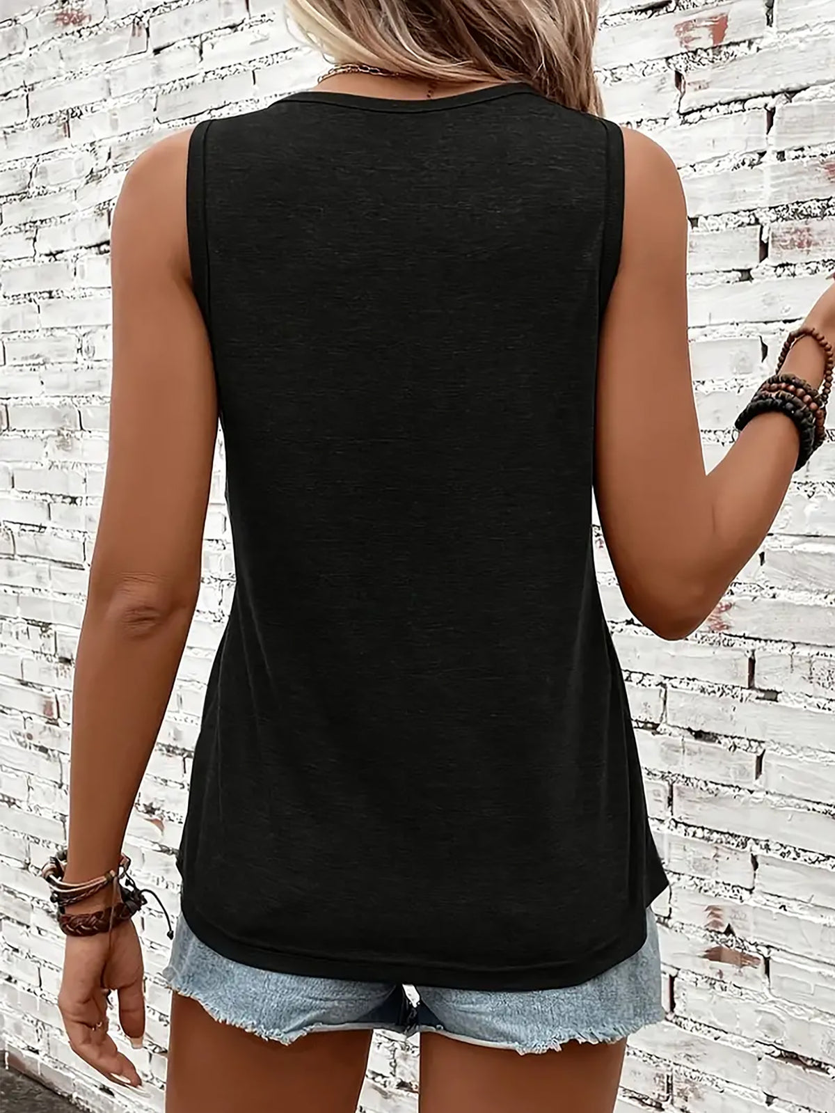 Y2K Women's Sleeveless Tank Top, Simple and Stylish, Casual Fashion, Women's Spring/Summer Casual Swear, Sizes S, M, L, XL, XXL+6417 - Black