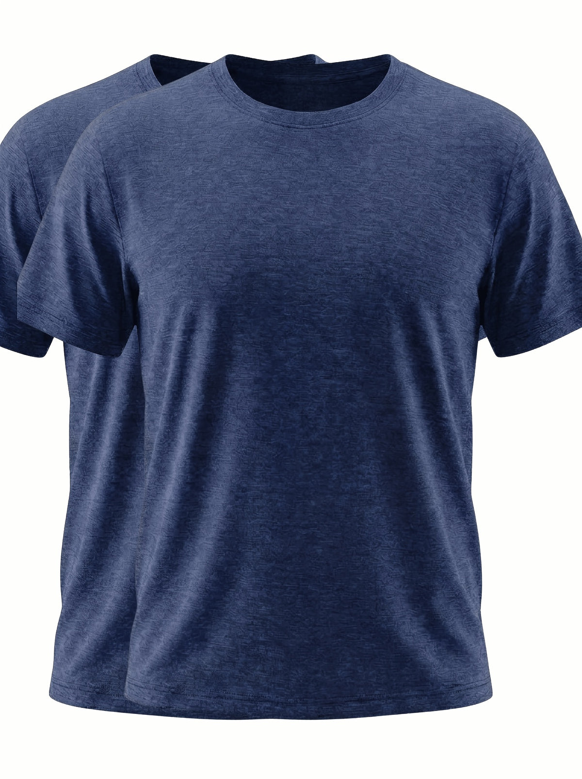 2pcs Round Neck Base Short Sleeve Top, Stretch Fabric Men'S Shirt, Western Summer Season Soft Fabric T-Shirt, Home Wear, Men'S Casual Top, Base Layer, Multi-Scene, Suitable for Various Styles, Travel, Business, Golf, Countryside Travel, Knit - Royal Blue