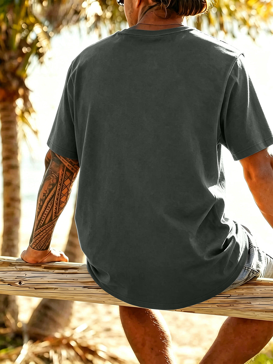 Men's New Pure Cotton Short Sleeve Round Neck T-Shirt, Comfortable, Soft, and Breathable, Perfect for Vacation, Leisure, and Daily Wear, a Summer Essential - Dark Gray
