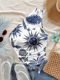 Women's Fashion Strapless Printed Mini Casual Floral Pattern Cross-body Short Irregular Top for Vacation - Mixed Color