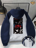 New Autumn/Winter Men'S Zipper Hooded Sports Sweatshirt Jacket, Batman Comic Multi-Character Collection Pattern Print, Street Trendy Ins Style, Blue-Gray Striped Sleeve Design, Loose Fit, Suitable for Sports Fitness And Daily Casual Outings - Light Twist Gray