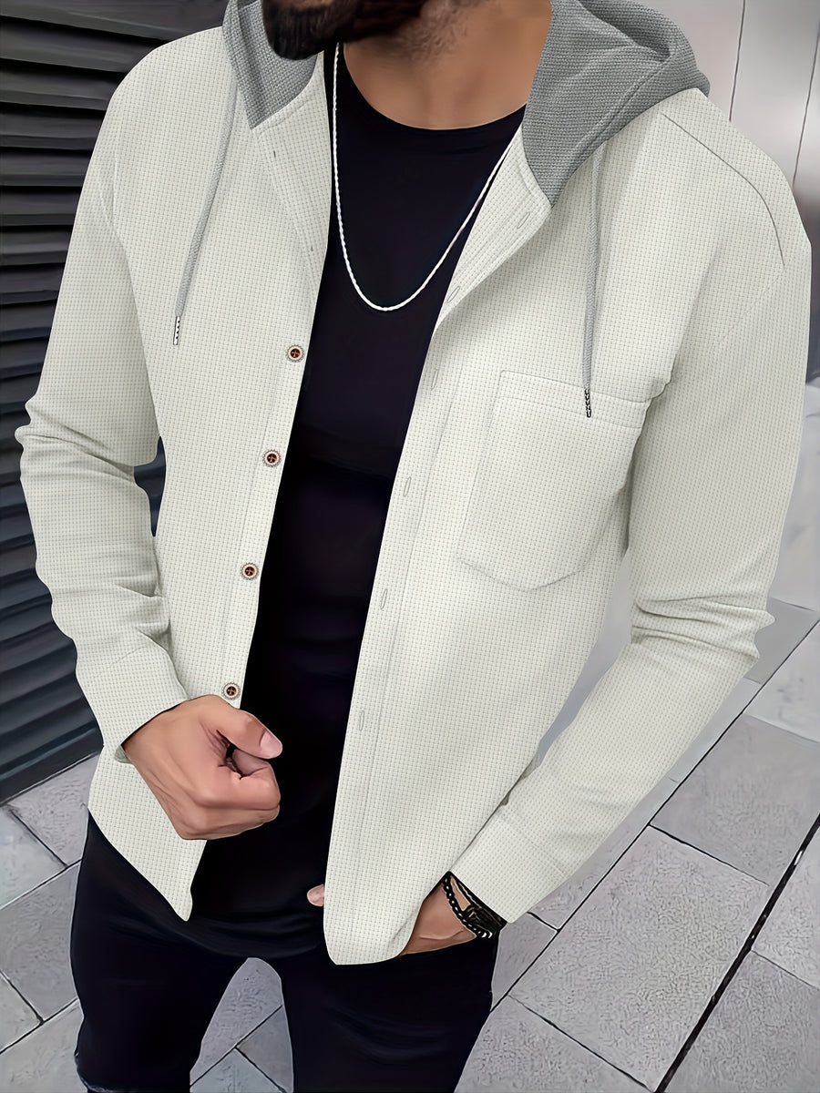 New Casual High-Quality Solid Color Outerwear Shirt Fashion Jacket - Soft, Breathable, Long Sleeve, Button-Up, Chic Design - Perfect for Spring, Autumn, Daily Wear, Outdoors - White